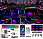 إضاءة داخلية LED RGB للسيارة متعددة الألوان – تحكم بالموبايل والريموت